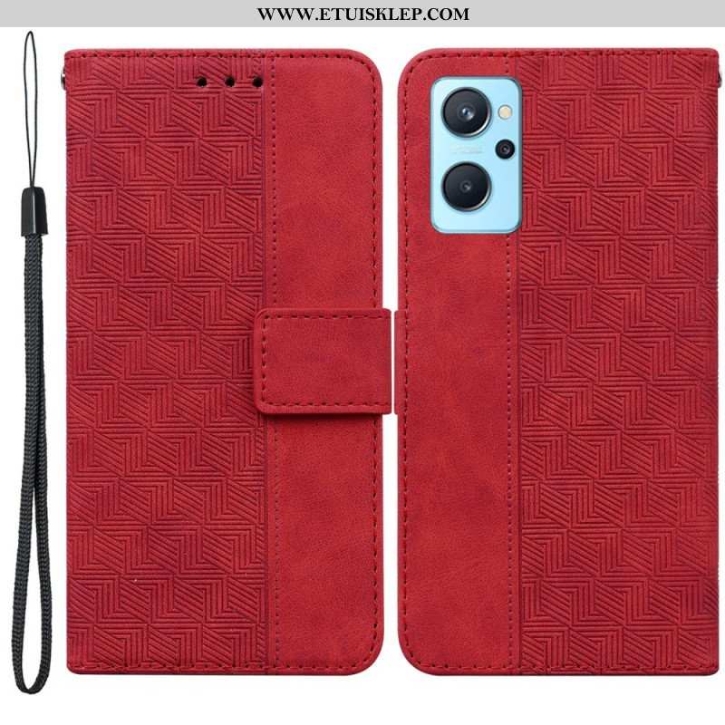 Etui Folio do Realme 9i Pasek Ze Wzorem Zygzakowatym